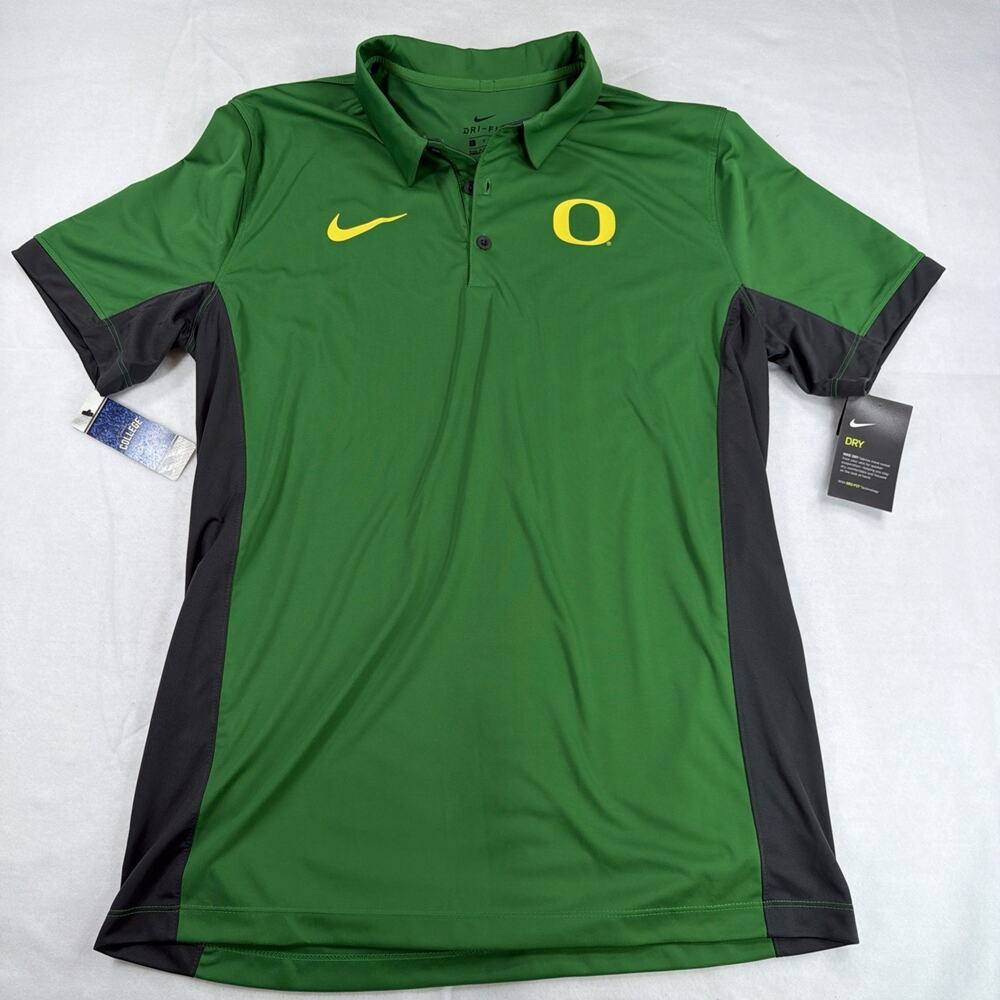 NIKE NCAA Oregon Ducks Dri-Fit Football Polo Shirt Mens Large Green NWT